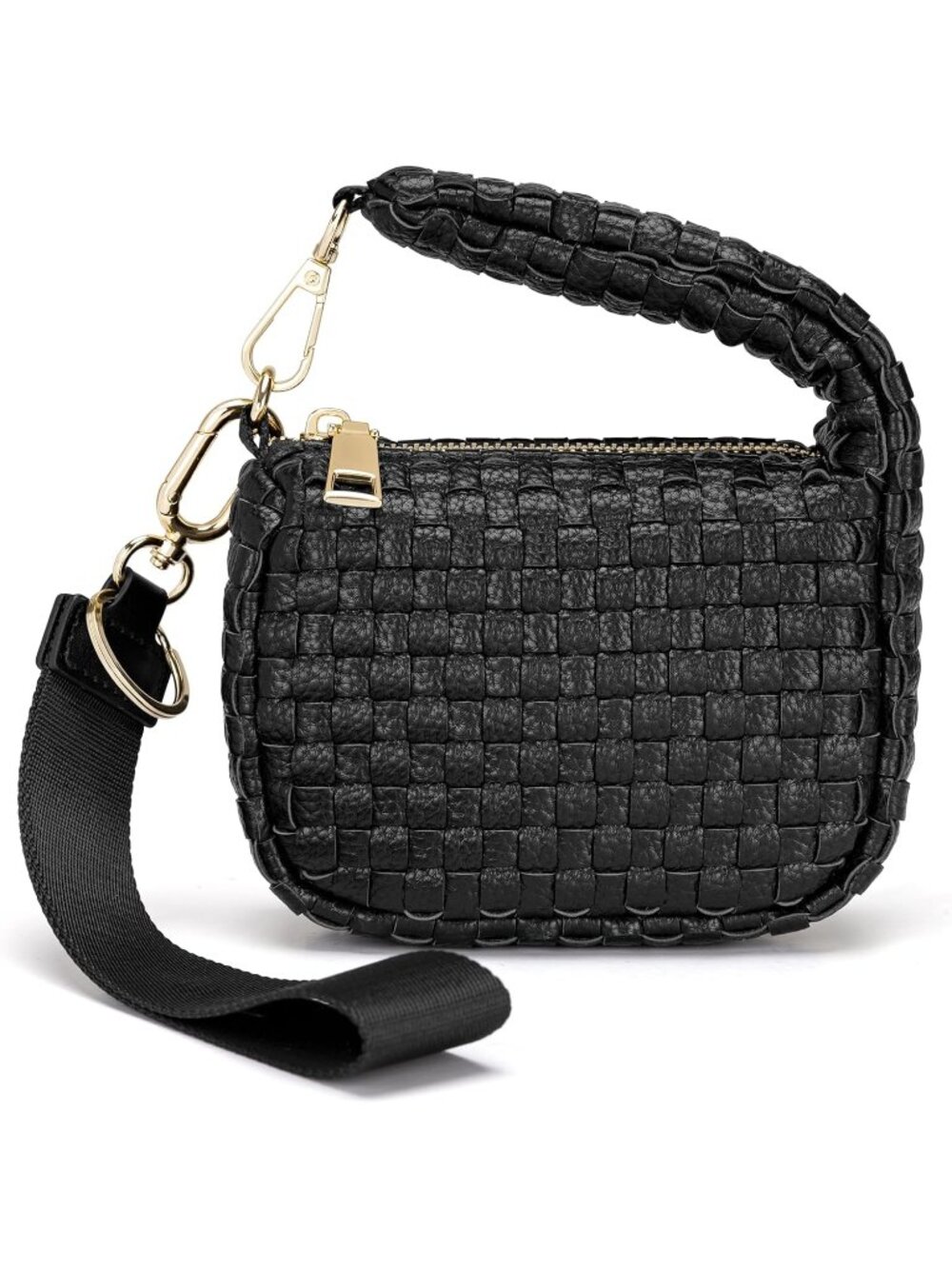 Women's Black Zipper Mini Quilted Tote Wristlet Wristlet Cute Crossbody Bag